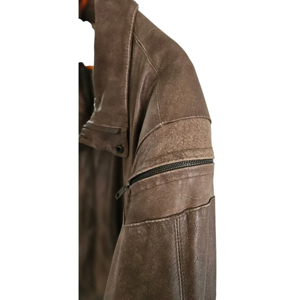 Adventure Bound Originals Mens Brown Leather Bomber Jacket Thinsulate 2X Vintage